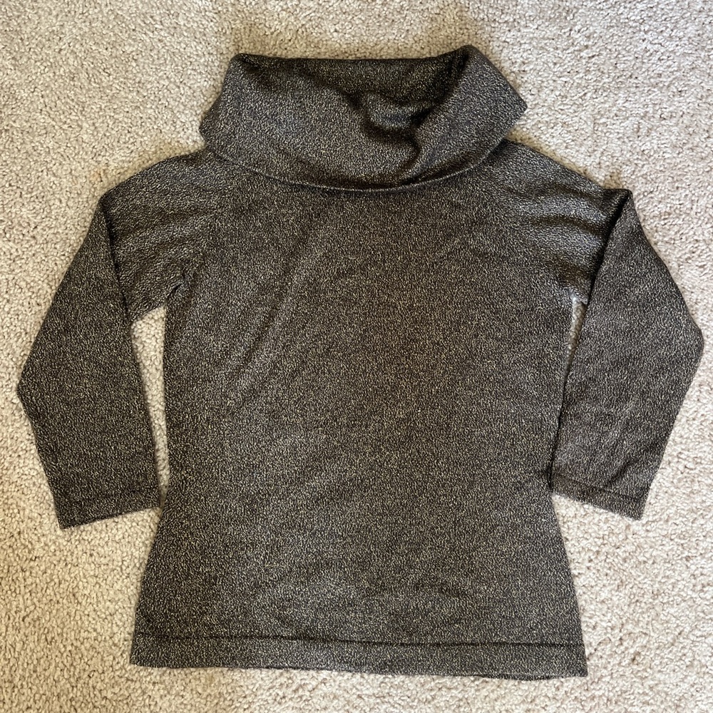 LOFT Metallic Black Heather Cowl Neck Sweater